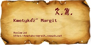 Kmetykó Margit névjegykártya